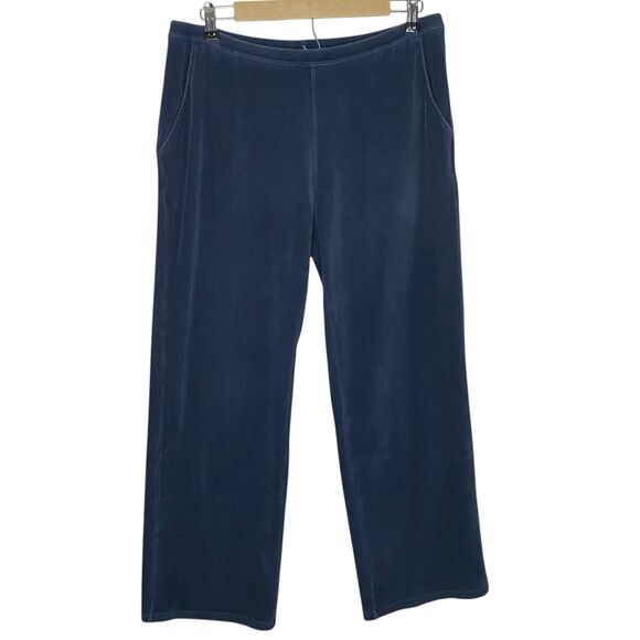 LL Bean Pants Womens Large Petite Blue Perfect Fit Knit Corduroy Cords Straight - Picture 1 of 9